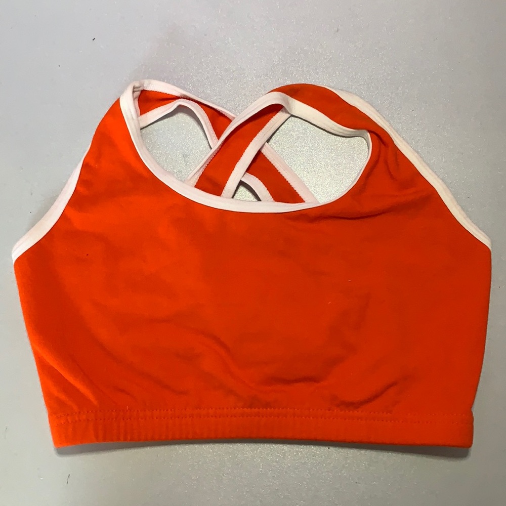Team Basic X-Back Sports Bra (Child) Cheer & Dance Top NWOT Orange